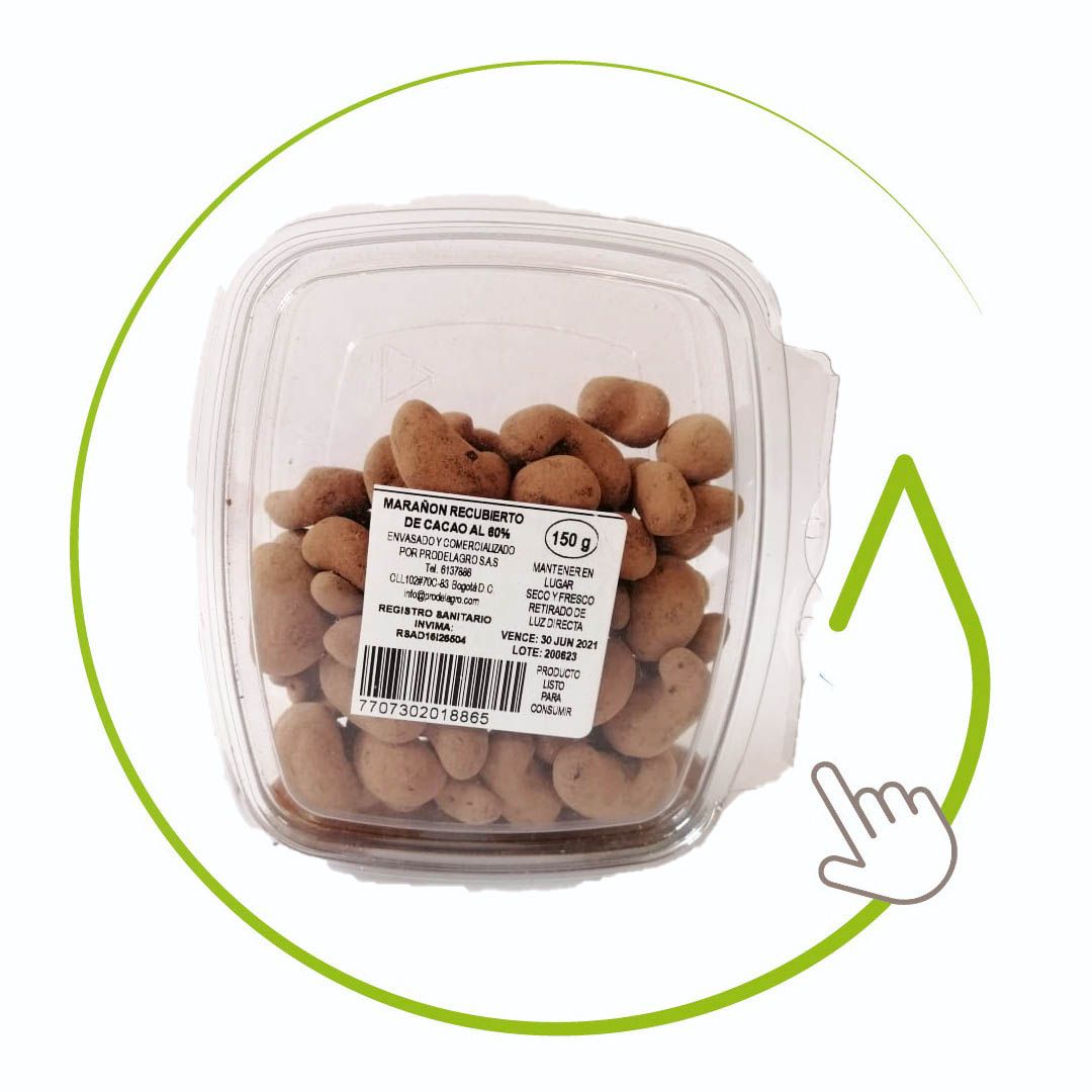 Marañon Recubierto de cacao al 60 % 150 Gr